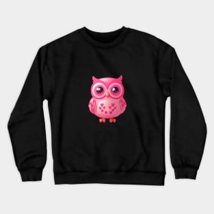 Cute Pink Owl waking up Crewneck Sweatshirt